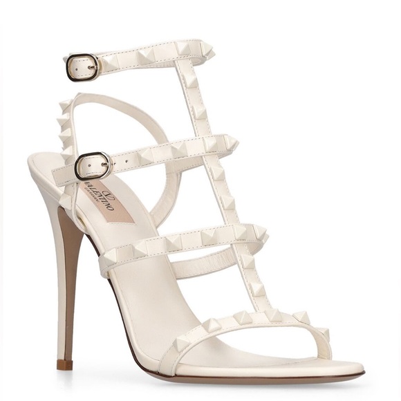 Valentino Garavani Shoes - Authentic Valentino Garavani Rockstud Sandals Heels in Ivory color Size 40